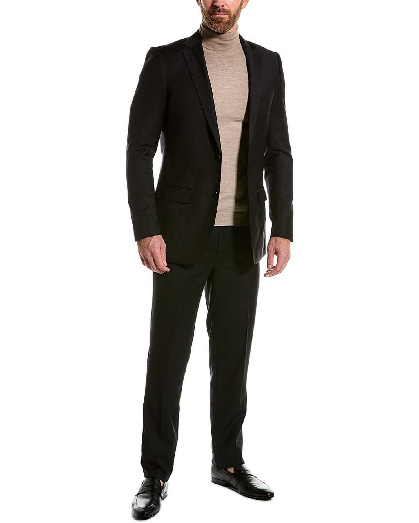 Zanetti mens Porto Wool-Blend Suit, 44L, Black