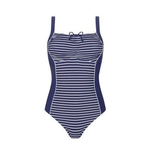 Amoena Infinity Pool Half Bodice Swimsuit - Deep Blue/Star White