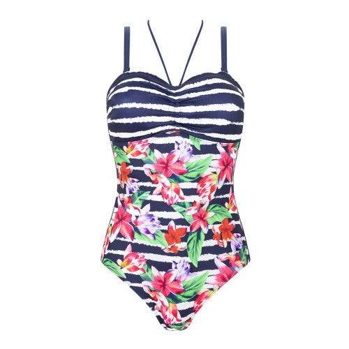Amoena Maritime Meadow One-Piece Bandeau Swimsuit - Maritime/Flowers