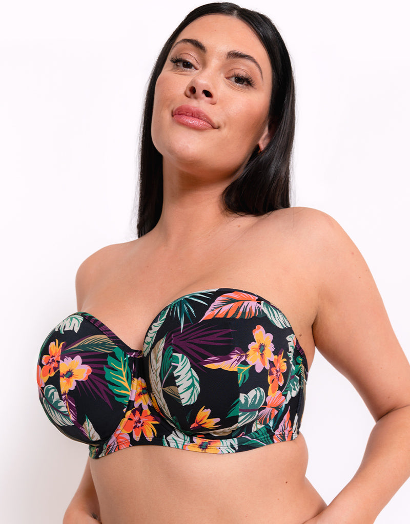 Curvy Kate Cuba Libre Bandeau Bikini Top Print Mix