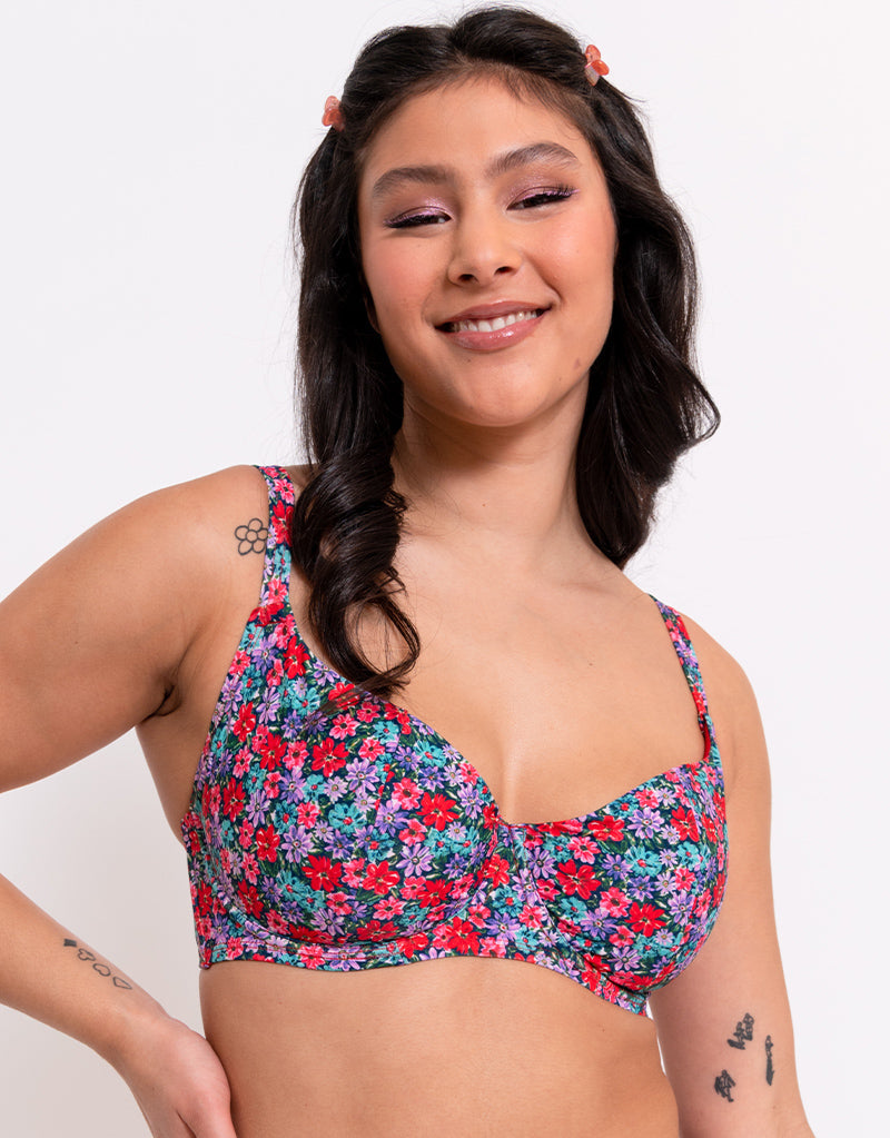 Curvy Kate Kitsch Kate Balcony Bikini Top Floral Print