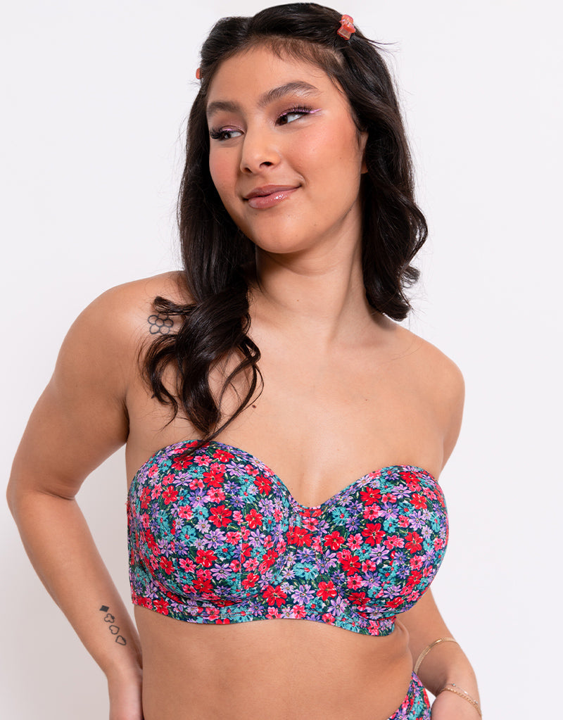 Curvy Kate Kitsch Kate Bandeau Bikini Top Floral Print