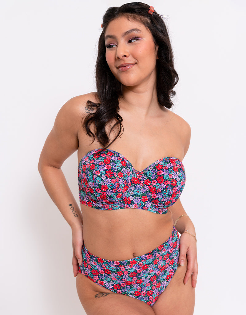 Curvy Kate Kitsch Kate Bandeau Bikini Top Floral Print