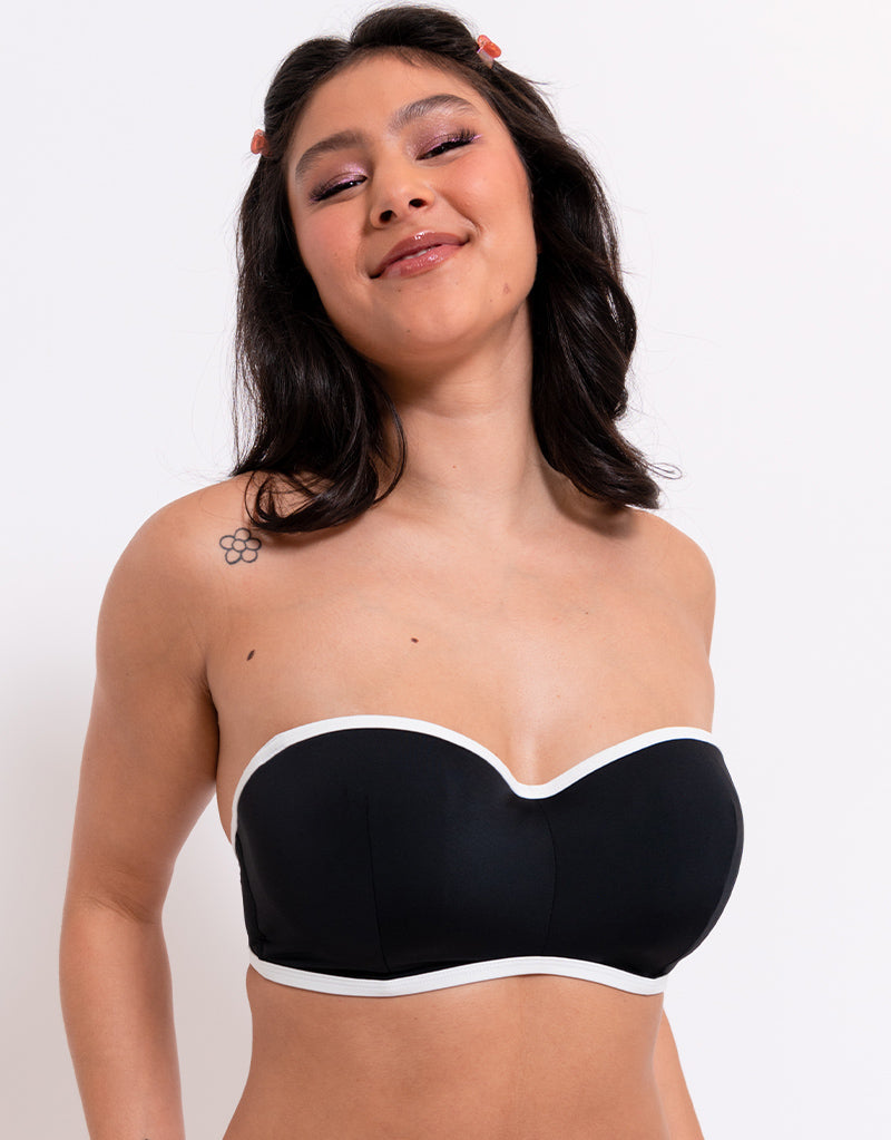 Curvy Kate Minimalist Bandeau Bikini Top Black/White