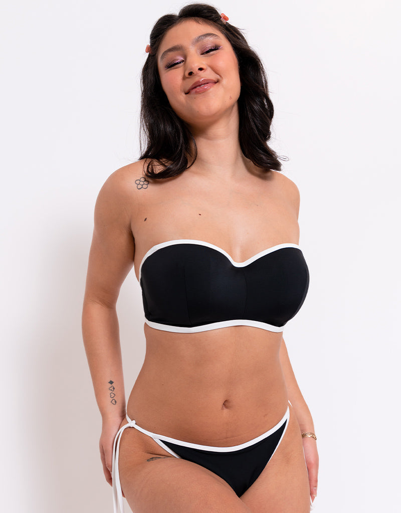 Curvy Kate Minimalist Bandeau Bikini Top Black/White