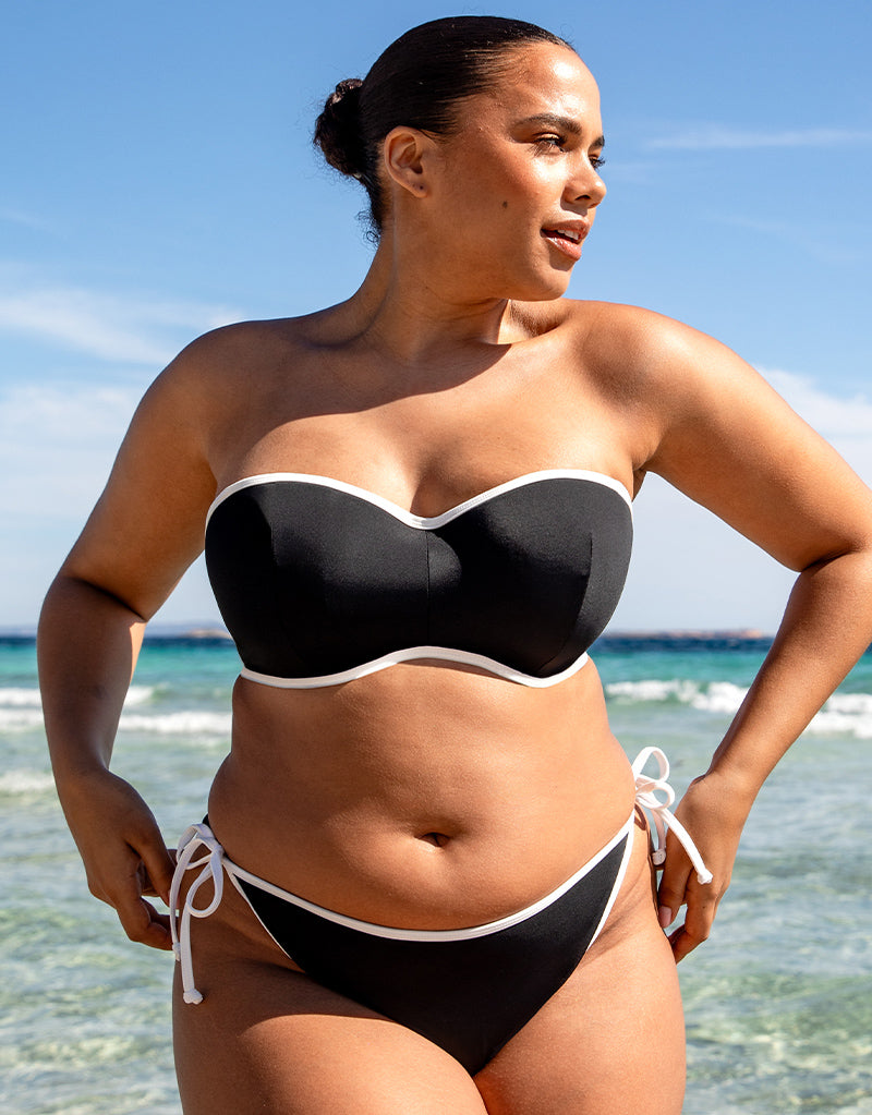 Curvy Kate Minimalist Bandeau Bikini Top Black/White