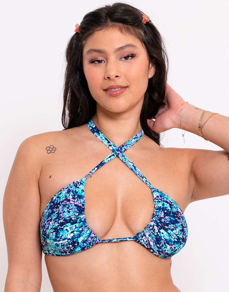 Curvy Kate Mykonos String Bikini Top Blue Print