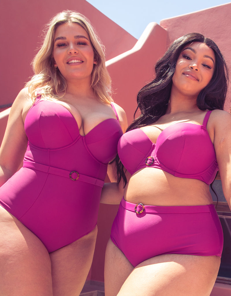 Curvy Kate Retro Sun Padded Plunge Swimsuit Orchid