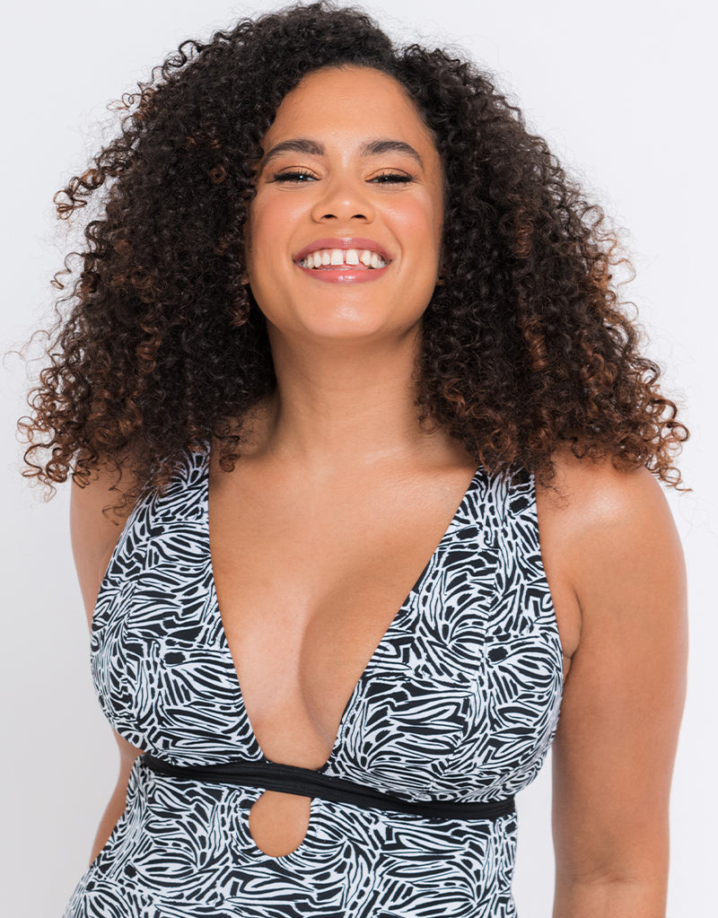 Curvy Kate Sundown Reversible Non-Wired Swimsuit Black Print