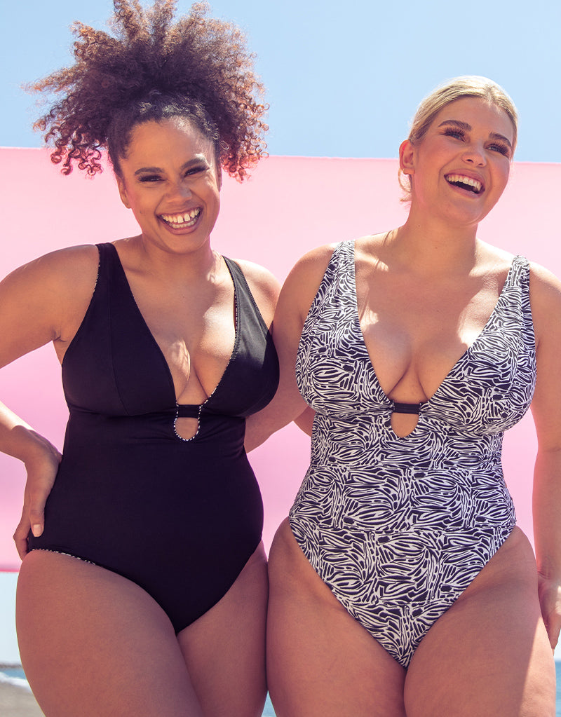 Curvy Kate Sundown Reversible Non-Wired Swimsuit Black Print