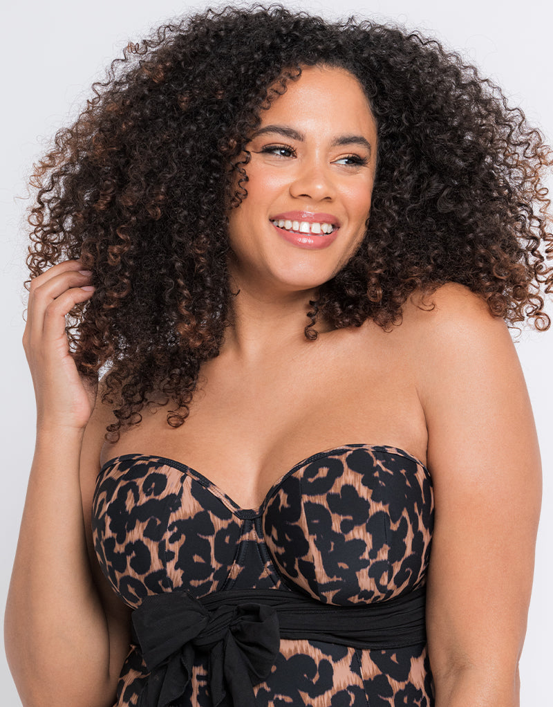 Curvy Kate Wrapsody Bandeau Swimsuit Leopard Print