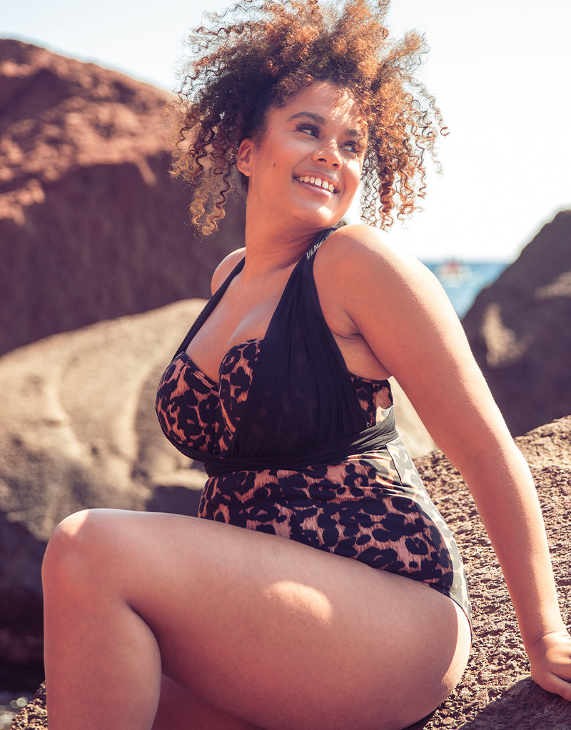 Curvy Kate Wrapsody Bandeau Swimsuit Leopard Print