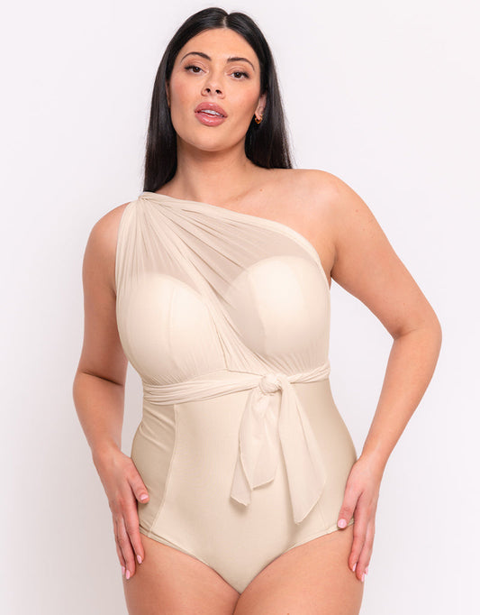 Curvy Kate Wrapsody Bandeau Swimsuit Oyster