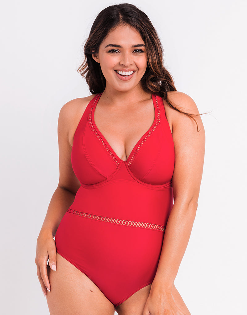 Curvy Kate First Class Plunge Swimsuit Red