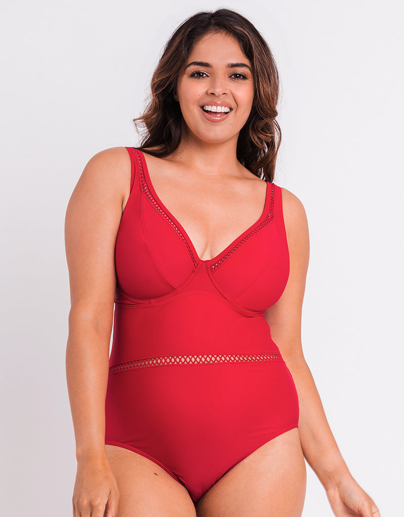 Curvy Kate First Class Plunge Swimsuit Red