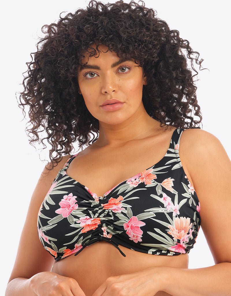 Elomi Dark Tropics Crop Bikini Top Black