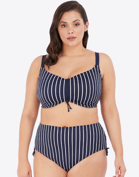 Elomi Plain Sailing Crop Bikini Top Midnight Stripe