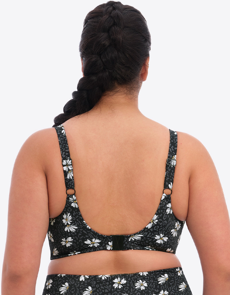 Elomi Plain Sailing Plunge Bikini Top Black Daisy
