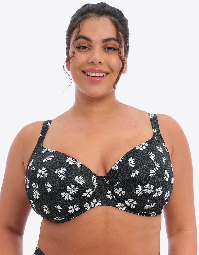 Elomi Plain Sailing Plunge Bikini Top Black Daisy