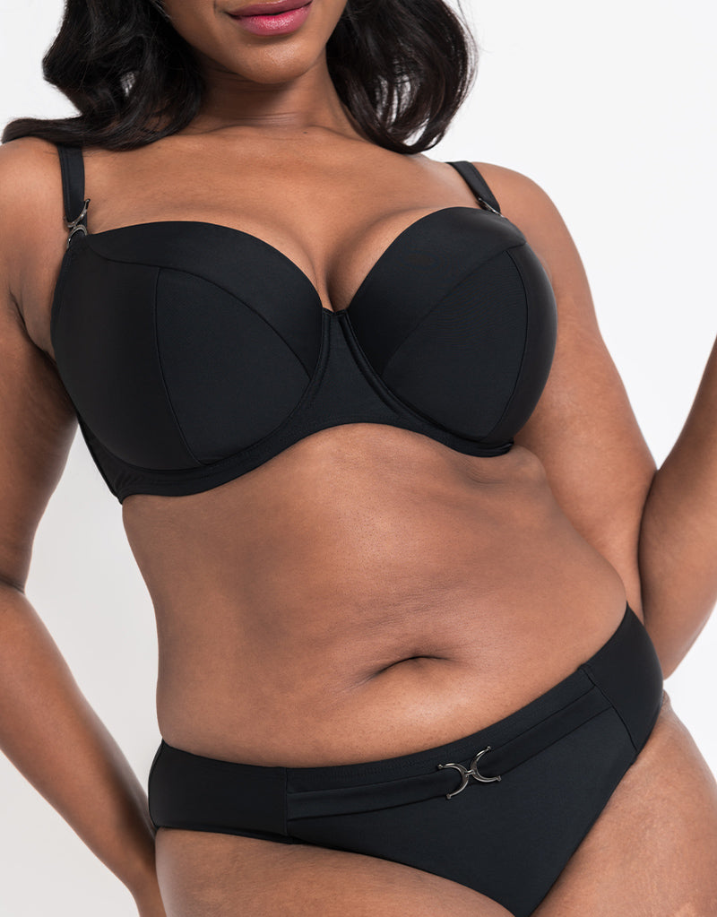 Flirtelle Verona Beach Padded Balcony Bikini Top Black