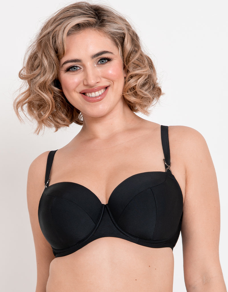 Flirtelle Verona Beach Padded Balcony Bikini Top Black