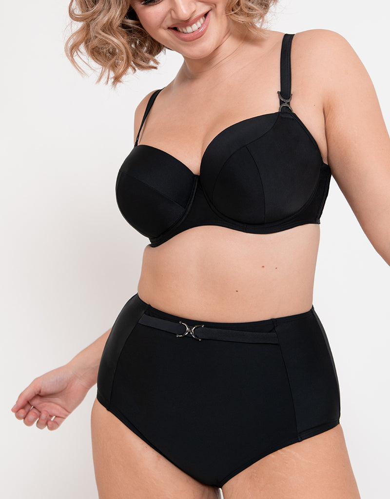 Flirtelle Verona Beach Padded Balcony Bikini Top Black