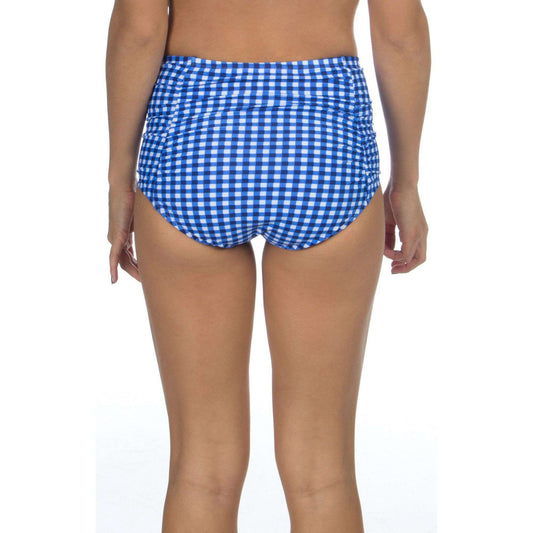 Gingham High-Waisted Bikini Bottom in Navy by Lauren James