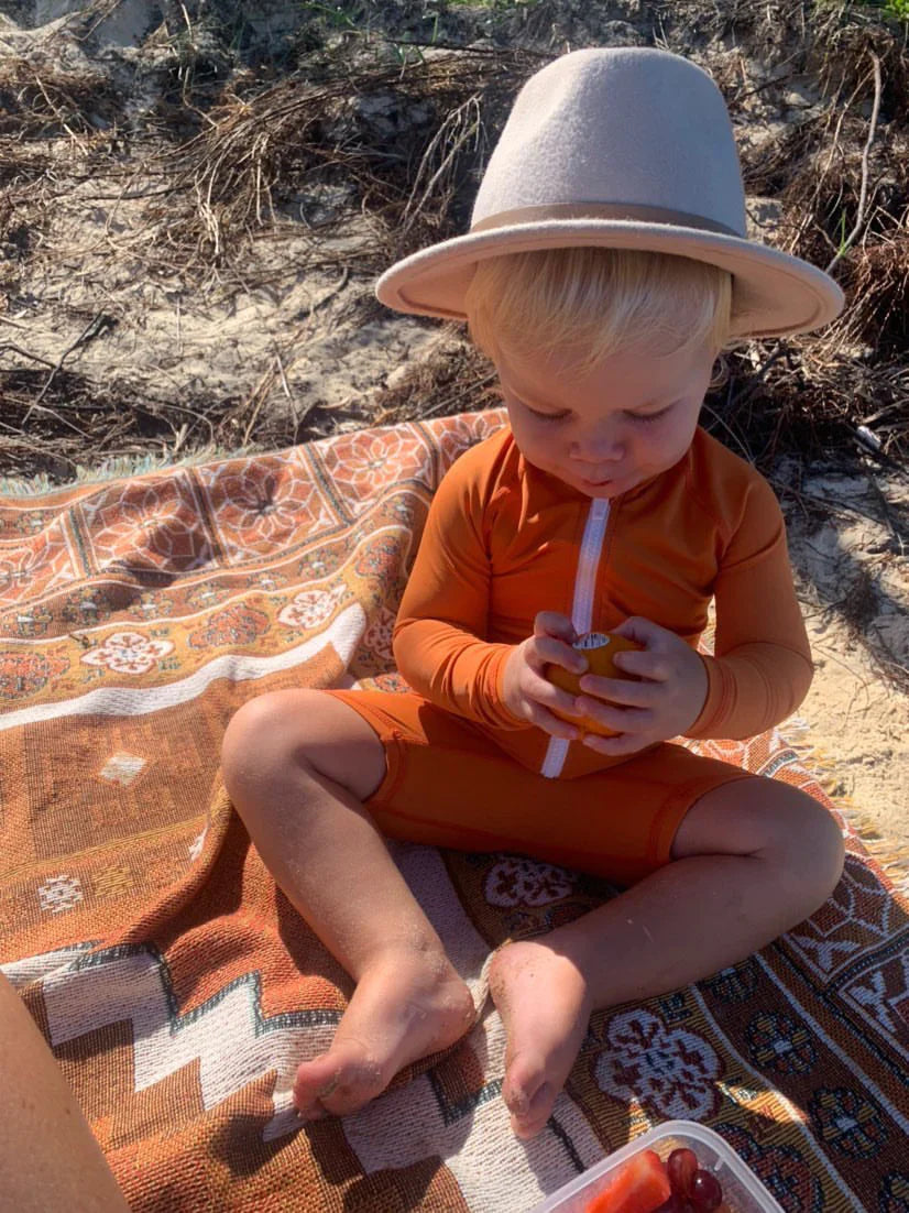 Kicky Swim - One Piece Rashguard Suit | Rust Orange