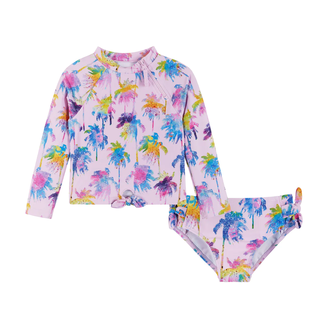Palm Tree Rashguard Swimsuit