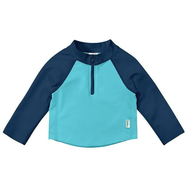 iPlay Navy & Aqua Colorblock Long Sleeve Zip Rashguard