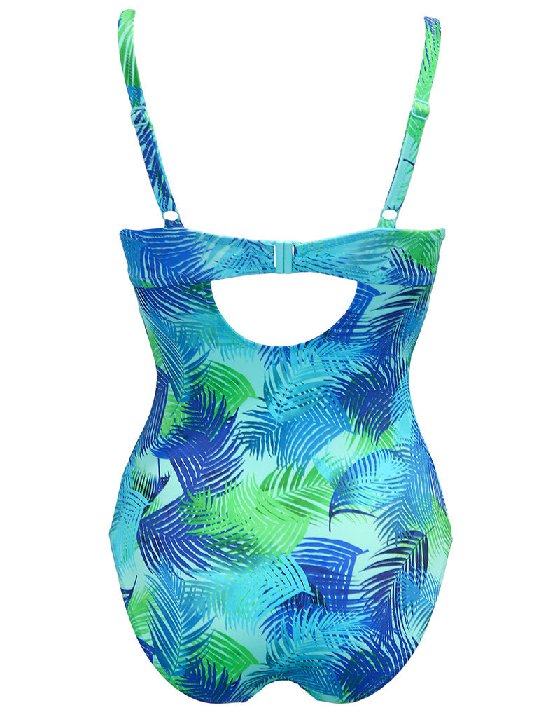 Pour Moi Aruba Twist Front Swimsuit Aqua Palm