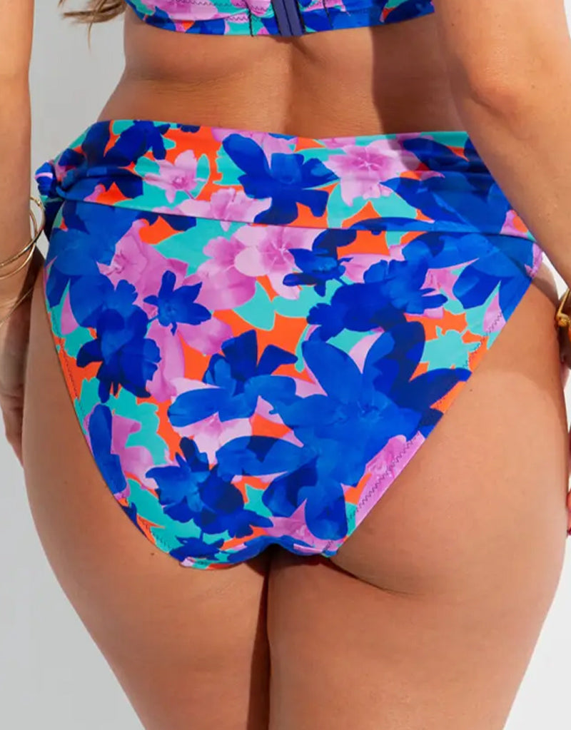 Pour Moi Heatwave Fold Over Tie Bikini Brief Aqua Floral