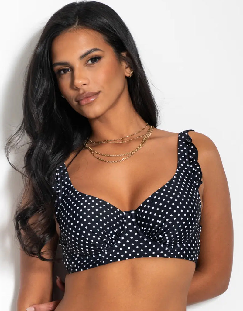Pour Moi Sicily Longline Bikini Top Black/White