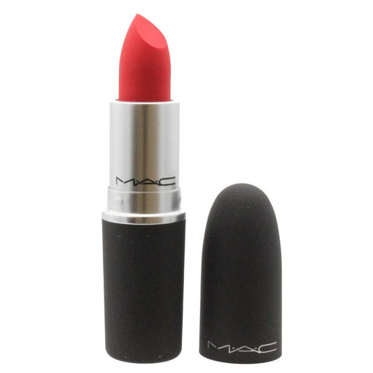 MAC Powder Kiss Matte Bright Red Lipstick 315 Lasting Passion