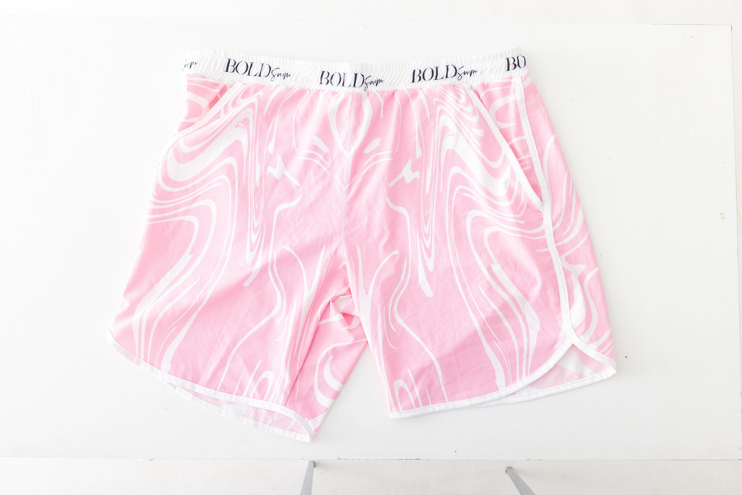 Retro Swim Shorts Swim Bottoms BOLD Swim 3XL Bubble Gum Marble