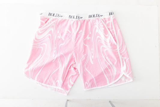 Retro Swim Shorts Swim Bottoms BOLD Swim 3XL Bubble Gum Marble