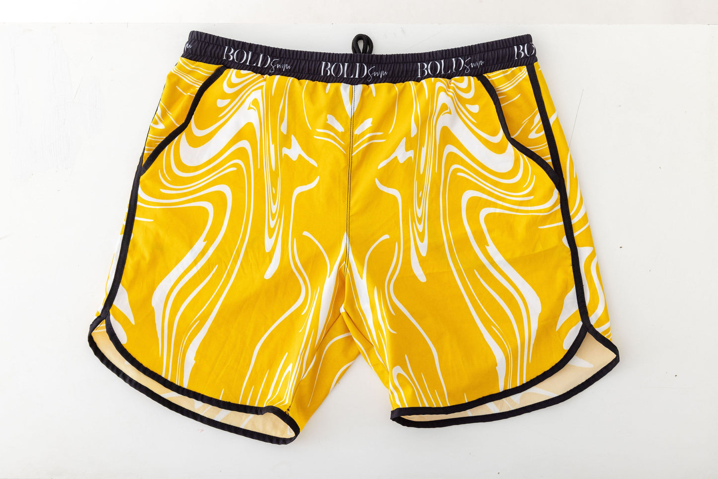 Retro Swim Shorts Swim Bottoms BOLD Swim S Gold Dust Marble
