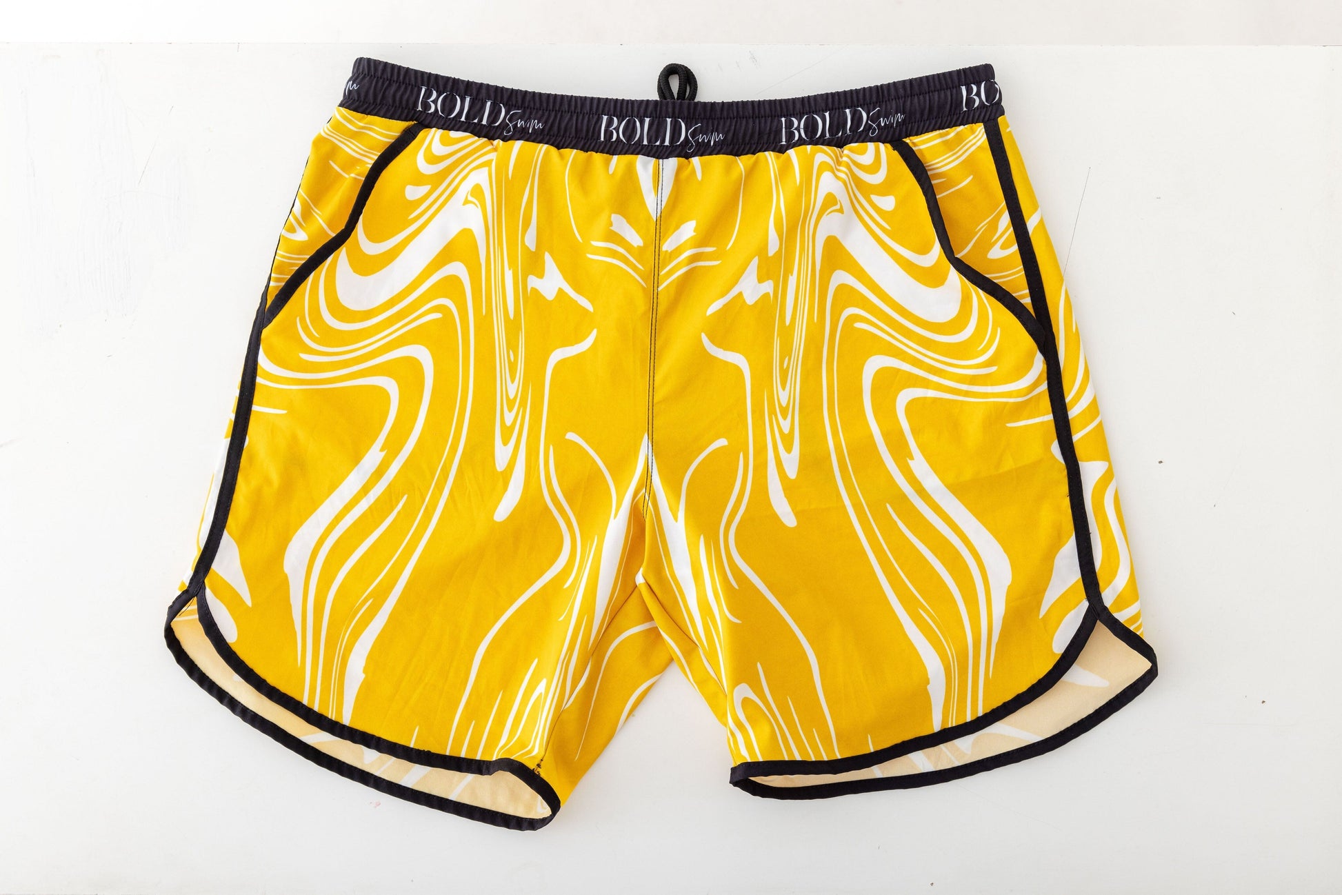 Retro Swim Shorts Swim Bottoms BOLD Swim S Gold Dust Marble