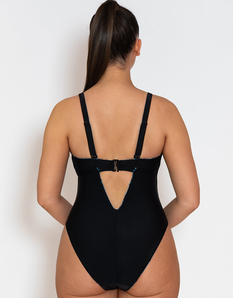 Curvy Kate Swim and Tonic Reversible Non Wired Swimsuit Black/ Snake