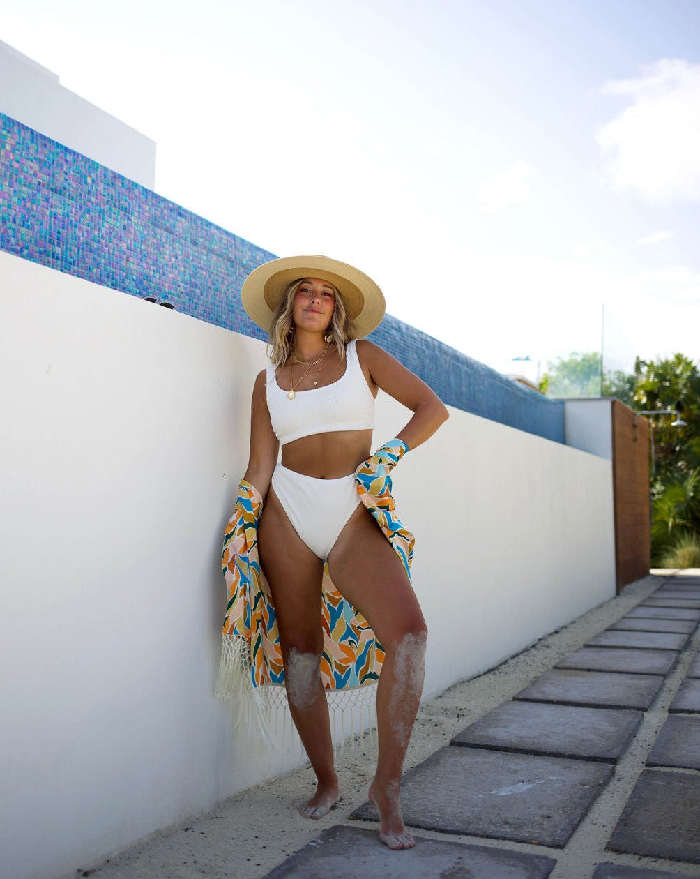 Ivory % Malibu Scrunch High Waisted Bikini Bottom-2