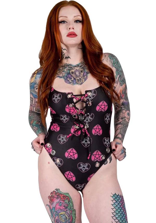 Pastel Goth Pentagram Hearts  | SWIMSUIT*