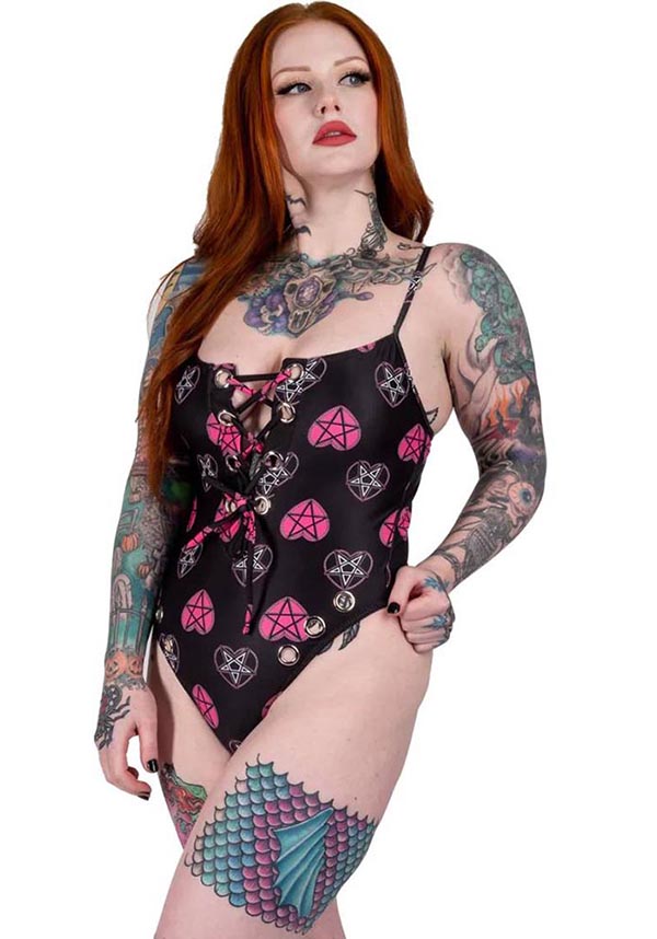 Pastel Goth Pentagram Hearts  | SWIMSUIT*