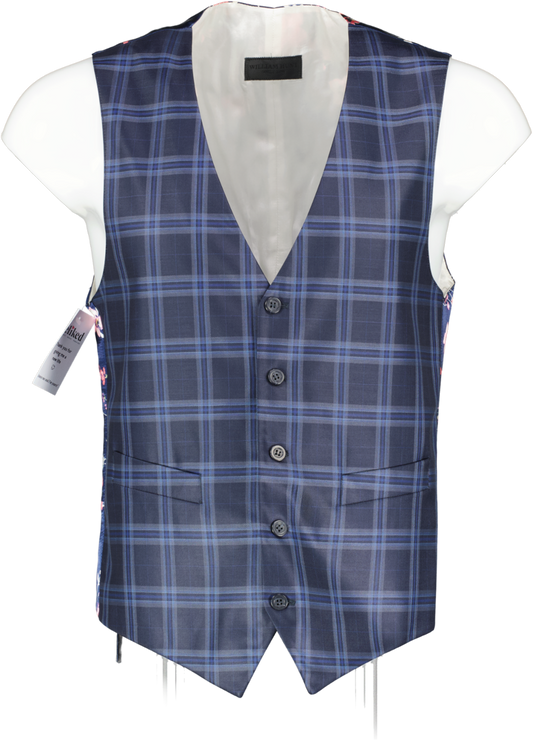 William Hunt Blue 100% Wool Tartan Waistcoat UK M